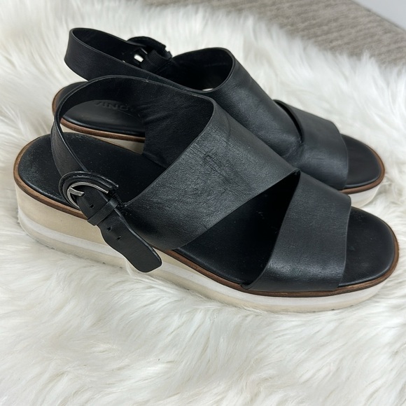 Vince Black Shelby Wedge Platform Sandals 8.5 - Picture 6 of 13